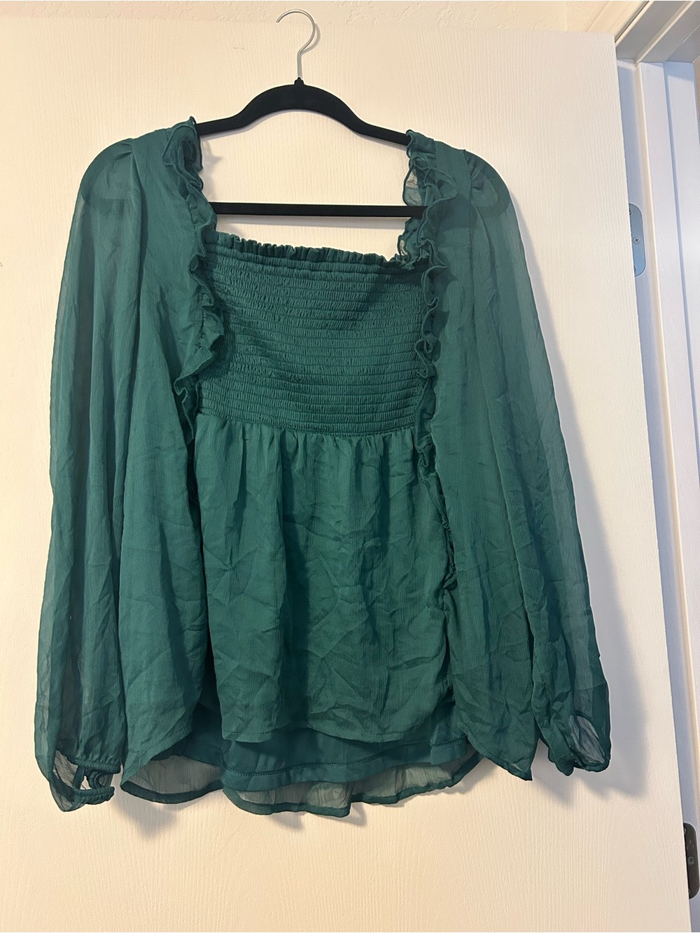 Time and Tru Teal Off the Shoulder Ruffle Top